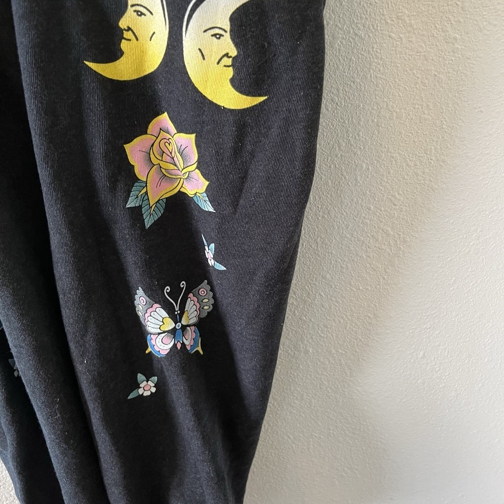 Wildfox Flash Sommers Sweatpants Joggers Size Small Dark Gray Moon Bird Floral - Picture 7 of 12